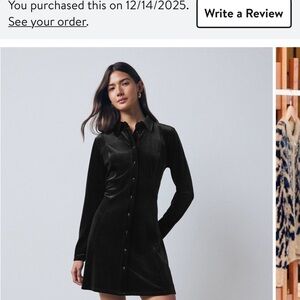 next Black Long-Sleeve Button-Front Mini Dress